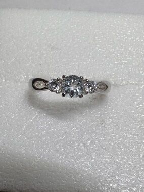 Light Blue Round Topaz White Topaz Accents Sterling Silver Ring Size 9 New